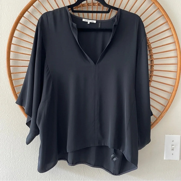 Helmut Lang black oversized silk blouse top sz Xs - Picture 1 of 8
